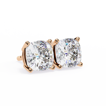 2.33 CTW Cushion-Cut Lab-Grown Diamond Stud Earrings in 14K Gold