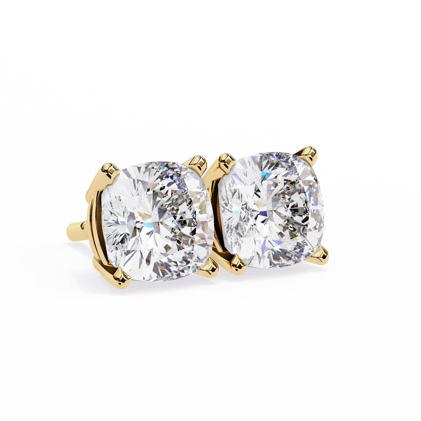 2.33 CTW Cushion-Cut Lab-Grown Diamond Stud Earrings in 14K Gold