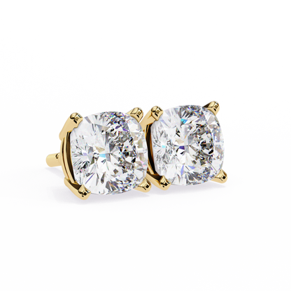 2.33 CTW Cushion-Cut Lab-Grown Diamond Stud Earrings in 14K Gold