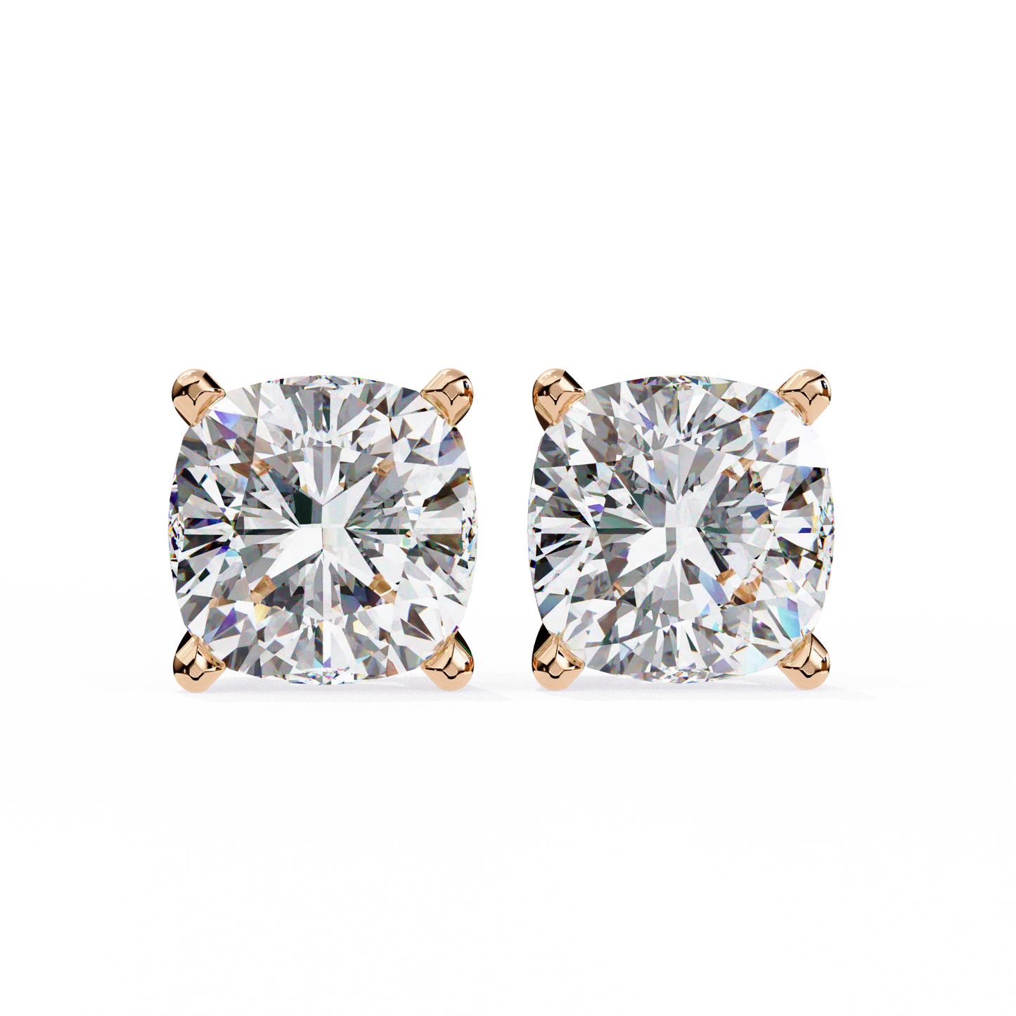 2.33 CTW Cushion-Cut Lab-Grown Diamond Stud Earrings in 14K Gold
