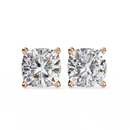 2.33 CTW Cushion-Cut Lab-Grown Diamond Stud Earrings in 14K Gold