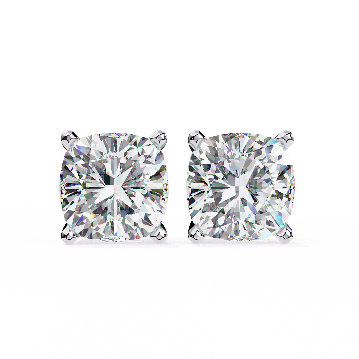 2.33 CTW Cushion-Cut Lab-Grown Diamond Stud Earrings in 14K Gold