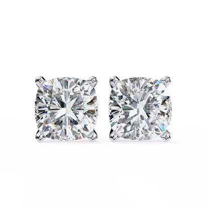2.33 CTW Cushion-Cut Lab-Grown Diamond Stud Earrings in 14K Gold