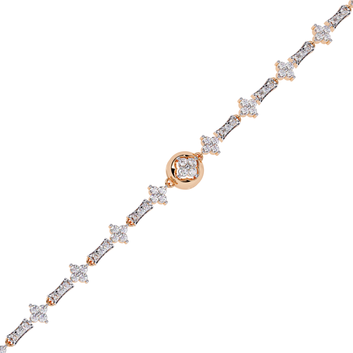 14K Rose Gold floral diamond bracelet