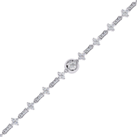 14K White Gold pavé diamond and floral cluster detail