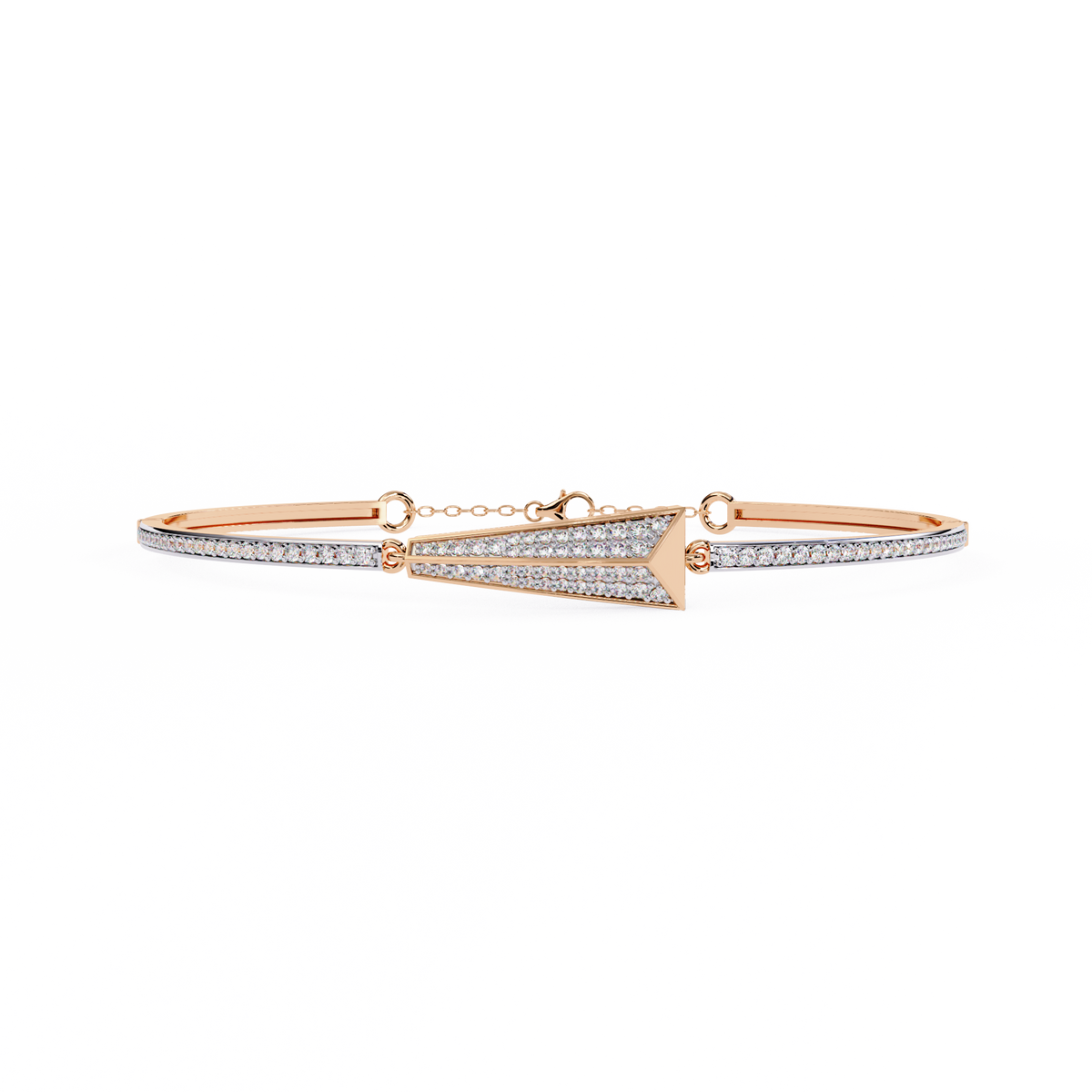 0.6 CTW Pavé Arrow Diamond Bangle in Rose Gold, view 2 – Lunéa Paris