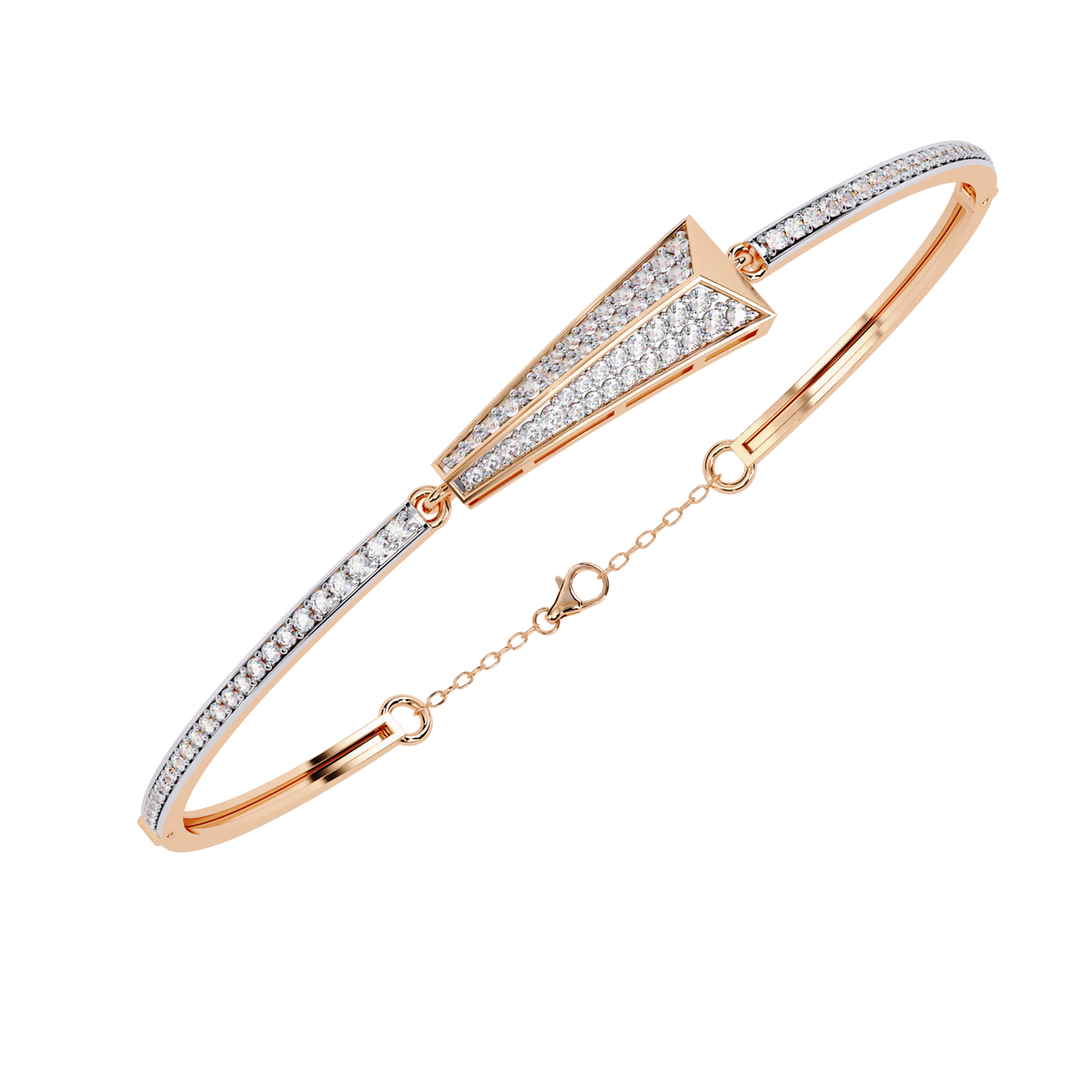 0.6 CTW Pavé Arrow Diamond Bangle in Rose Gold, view 8 – Lunéa Paris