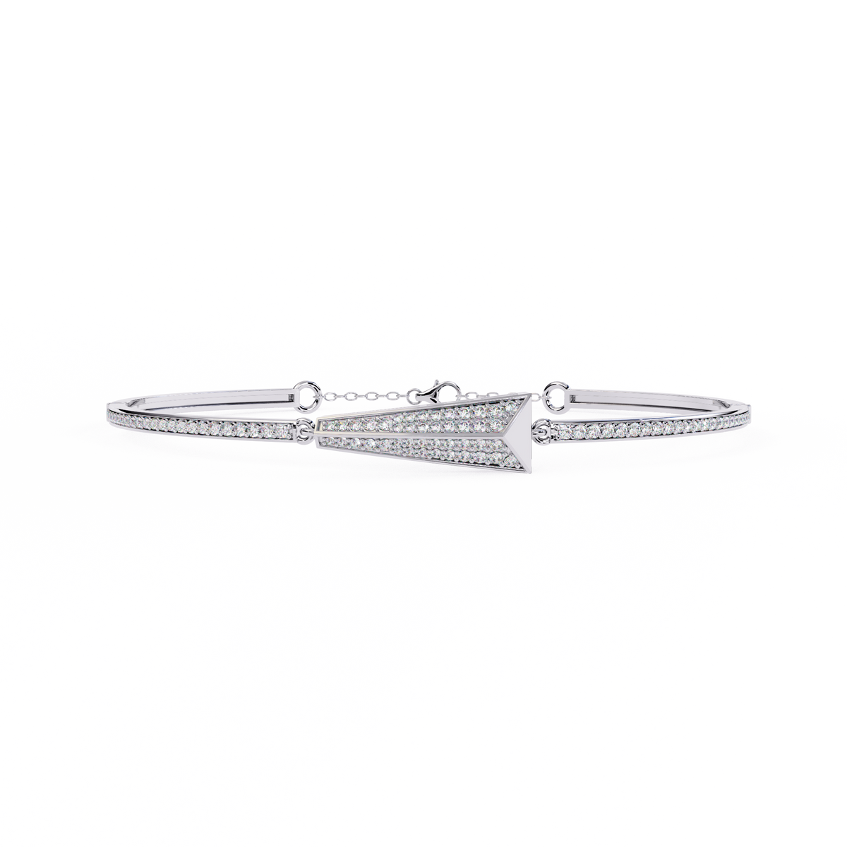 0.6 CTW Pavé Arrow Diamond Bangle in White Gold, view 3 – Lunéa Paris