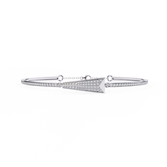 0.6 CTW Pavé Arrow Diamond Bangle in White Gold, view 3 – Lunéa Paris