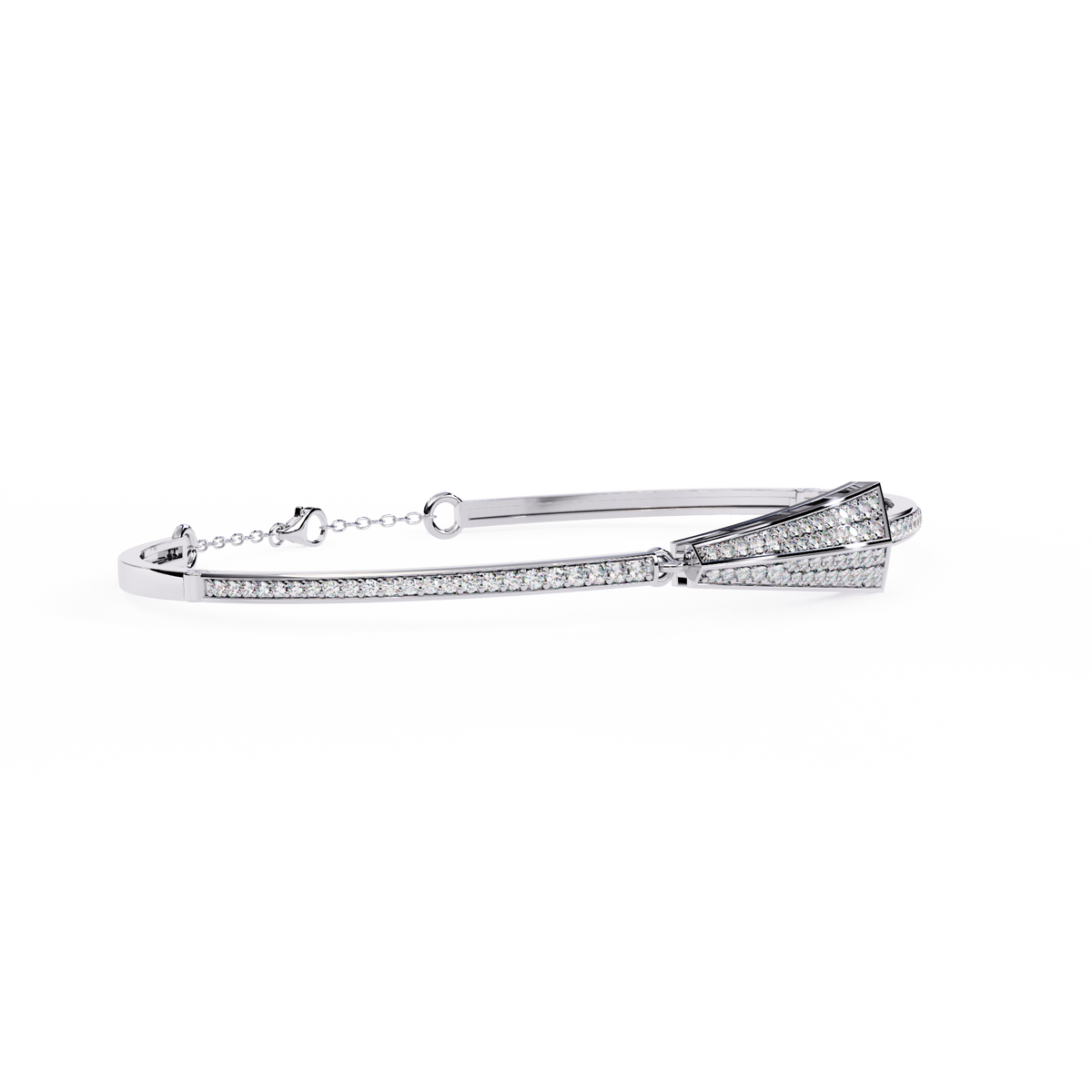 0.6 CTW Pavé Arrow Diamond Bangle in White Gold, view 4 – Lunéa Paris
