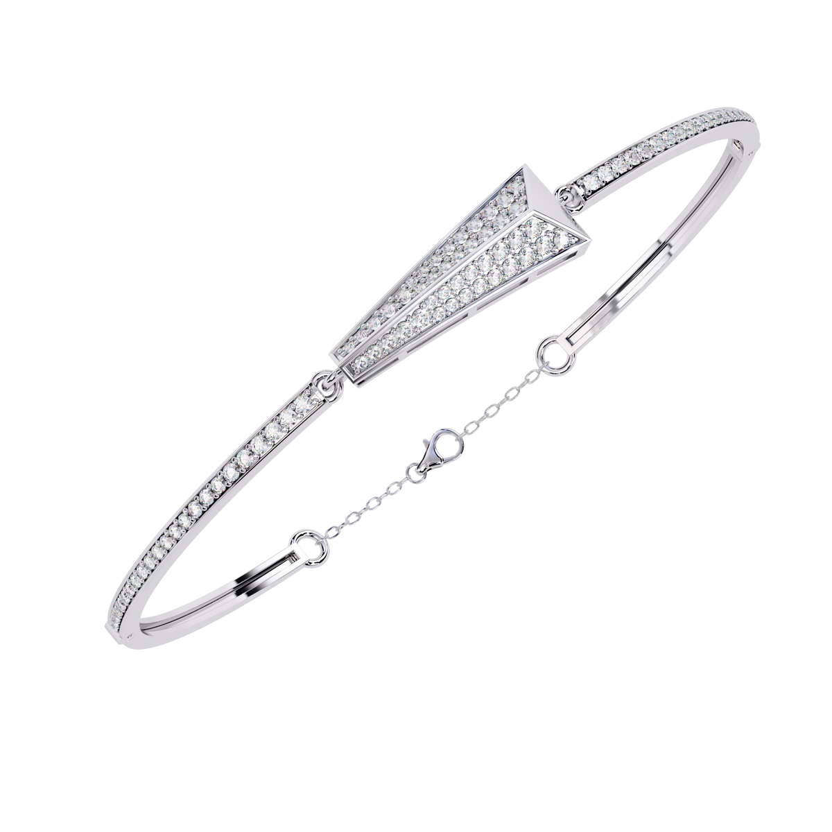 0.6 CTW Pavé Arrow Diamond Bangle in White Gold, view 9 – Lunéa Paris