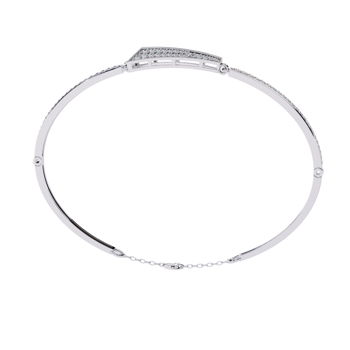 0.6 CTW Pavé Arrow Diamond Bangle in White Gold, view 10 – Lunéa Paris