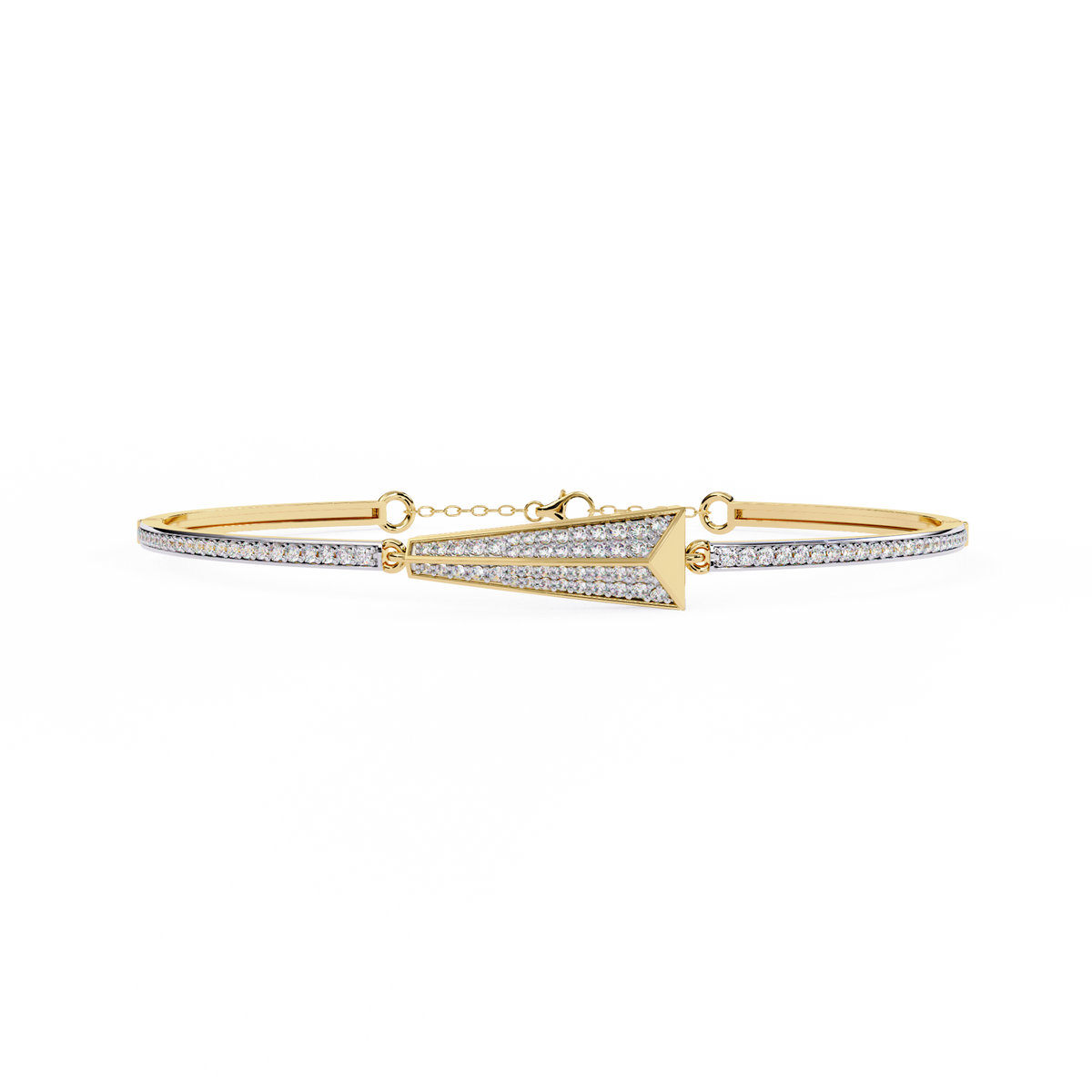 0.6 CTW Pavé Arrow Diamond Bangle in Yellow Gold, view 1 – Lunéa Paris
