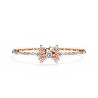 1.7 CTW Princess and Round Pavé Diamond Bracelet in Rose Gold, View 6