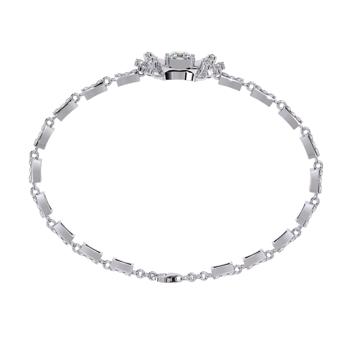 1.7 CTW Princess and Round Pavé Diamond Bracelet in White Gold, View 11