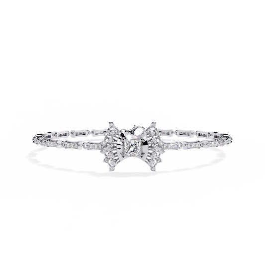 1.7 CTW Princess and Round Pavé Diamond Bracelet in White Gold, View 7