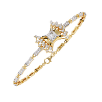 1.7 CTW Princess and Round Pavé Diamond Bracelet in Yellow Gold, View 1