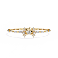 1.7 CTW Princess and Round Pavé Diamond Bracelet in Yellow Gold, View 5