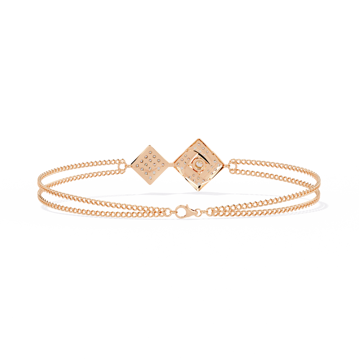 Double-square diamond bracelet in Rose Gold, view 5