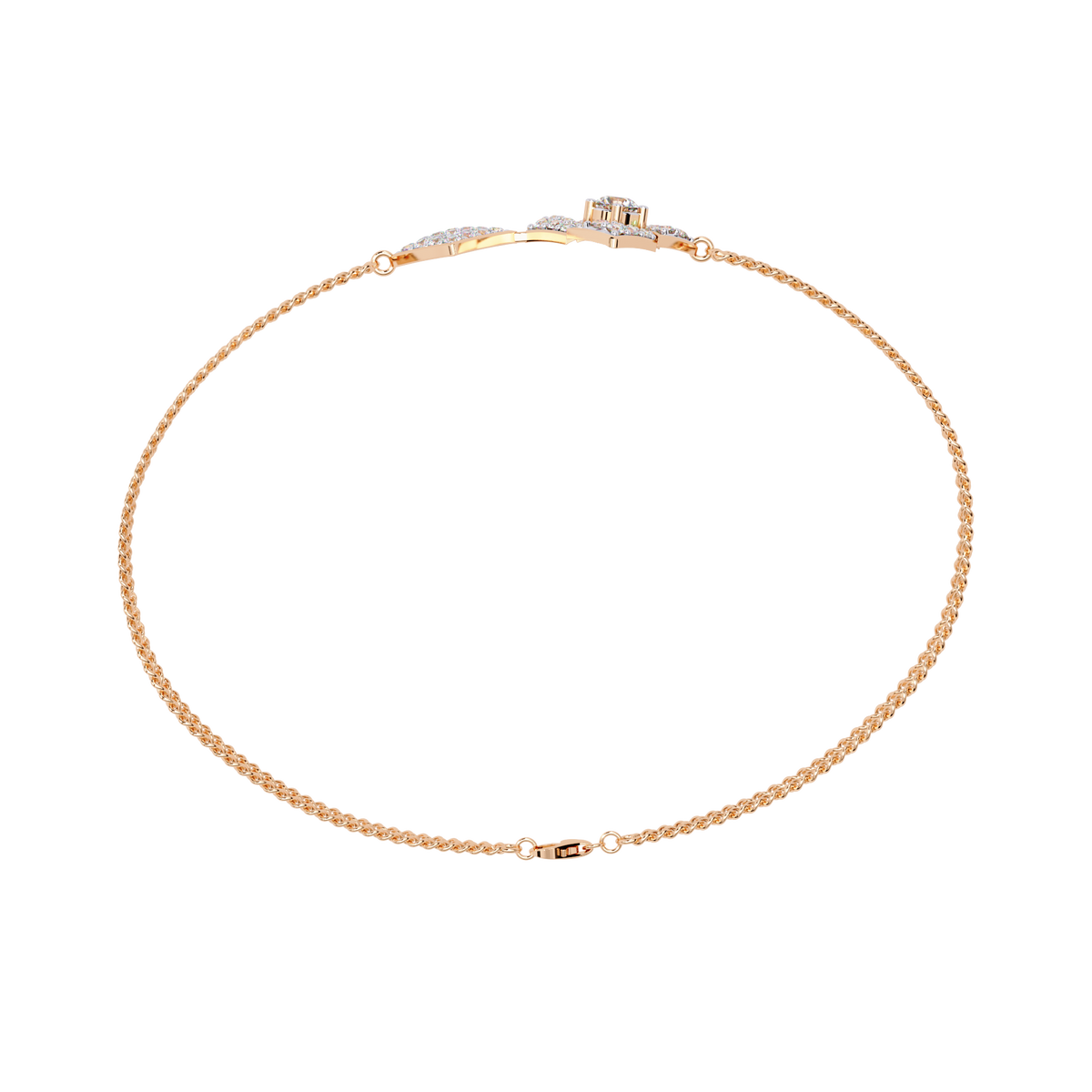 Double-square diamond bracelet in Rose Gold, view 8