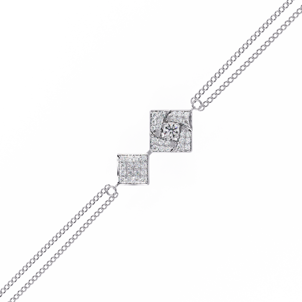 Double-square diamond bracelet in White Gold, view 11