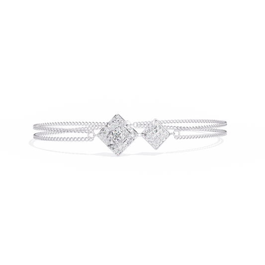 Double-square diamond bracelet in White Gold, view 2