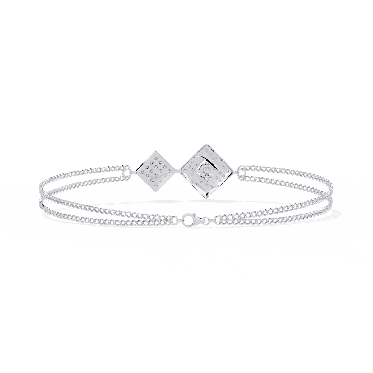 Double-square diamond bracelet in White Gold, view 6