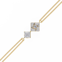 Double-square diamond bracelet in Yellow Gold, view 10