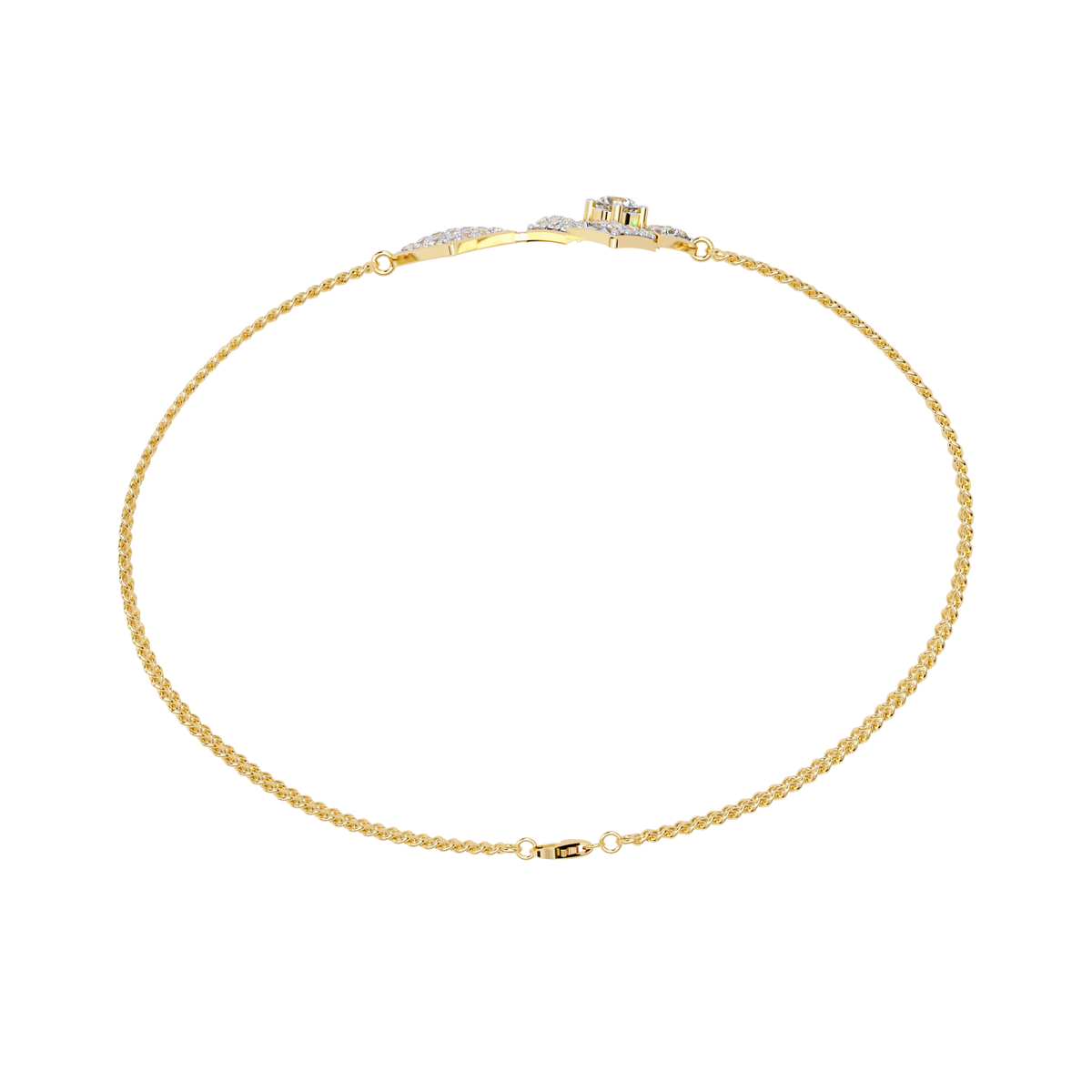 Double-square diamond bracelet in Yellow Gold, view 9