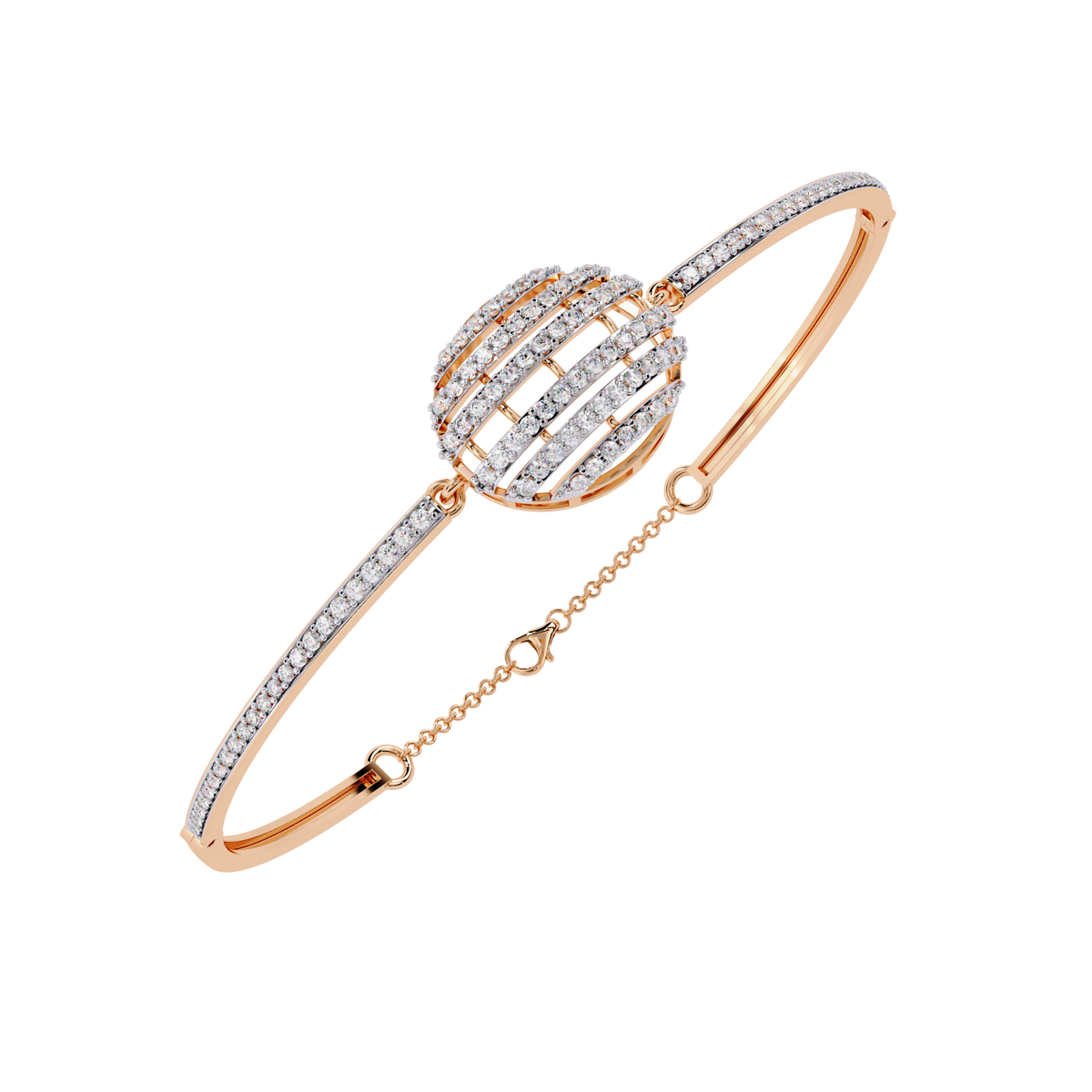 0.7 CTW Diamond Oval Multi-Row Bangle in Rose Gold, view 13