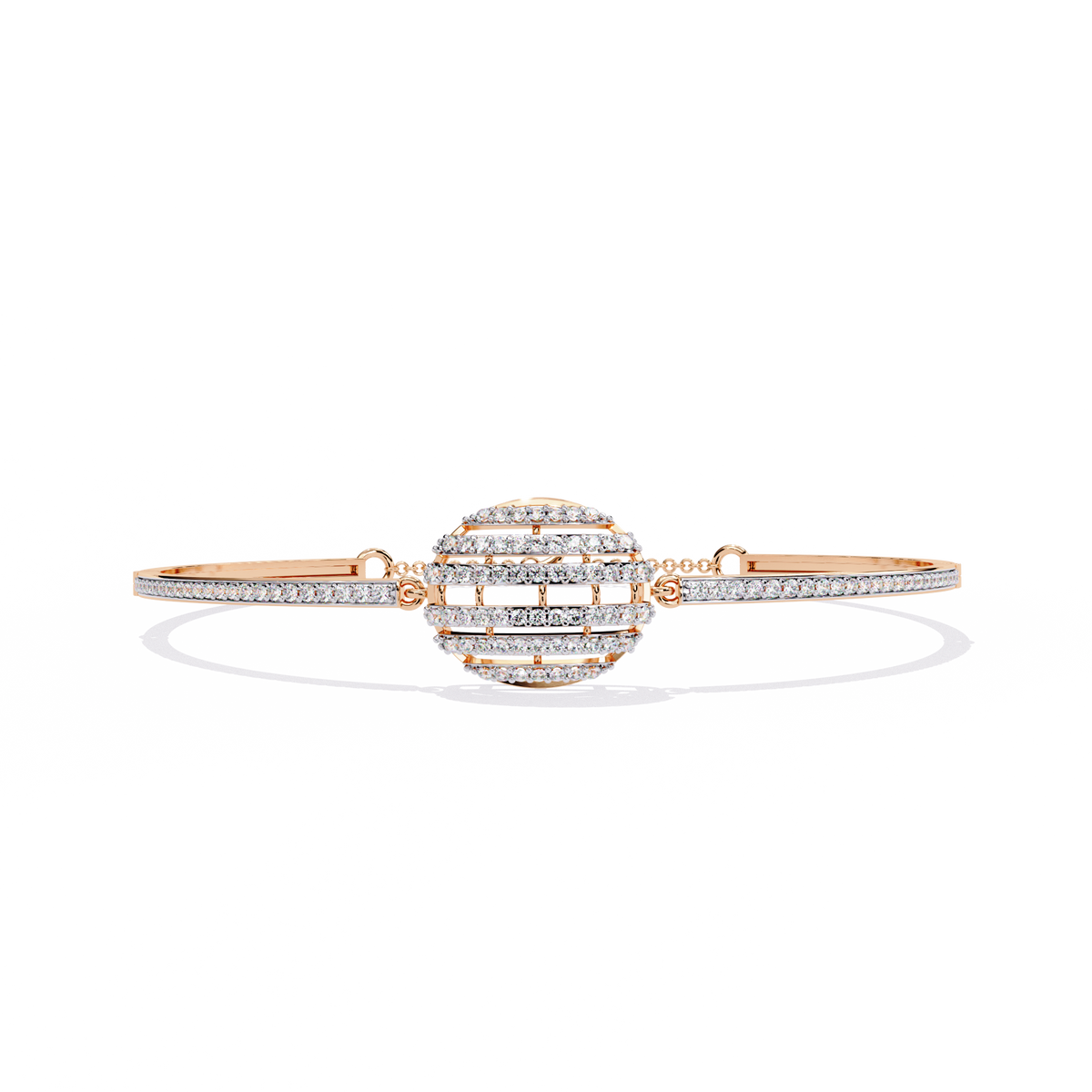 0.7 CTW Diamond Oval Multi-Row Bangle in Rose Gold, view 3