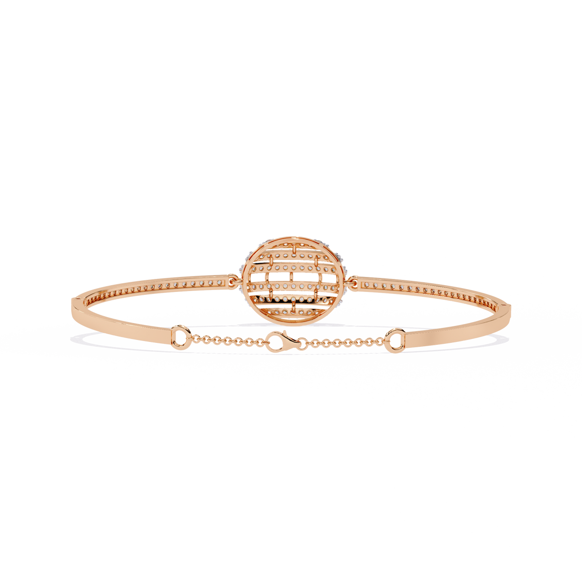 0.7 CTW Diamond Oval Multi-Row Bangle in Rose Gold, view 6