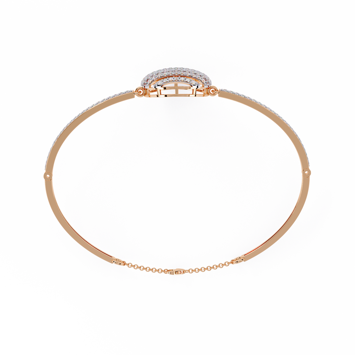 0.7 CTW Diamond Oval Multi-Row Bangle in Rose Gold, view 9