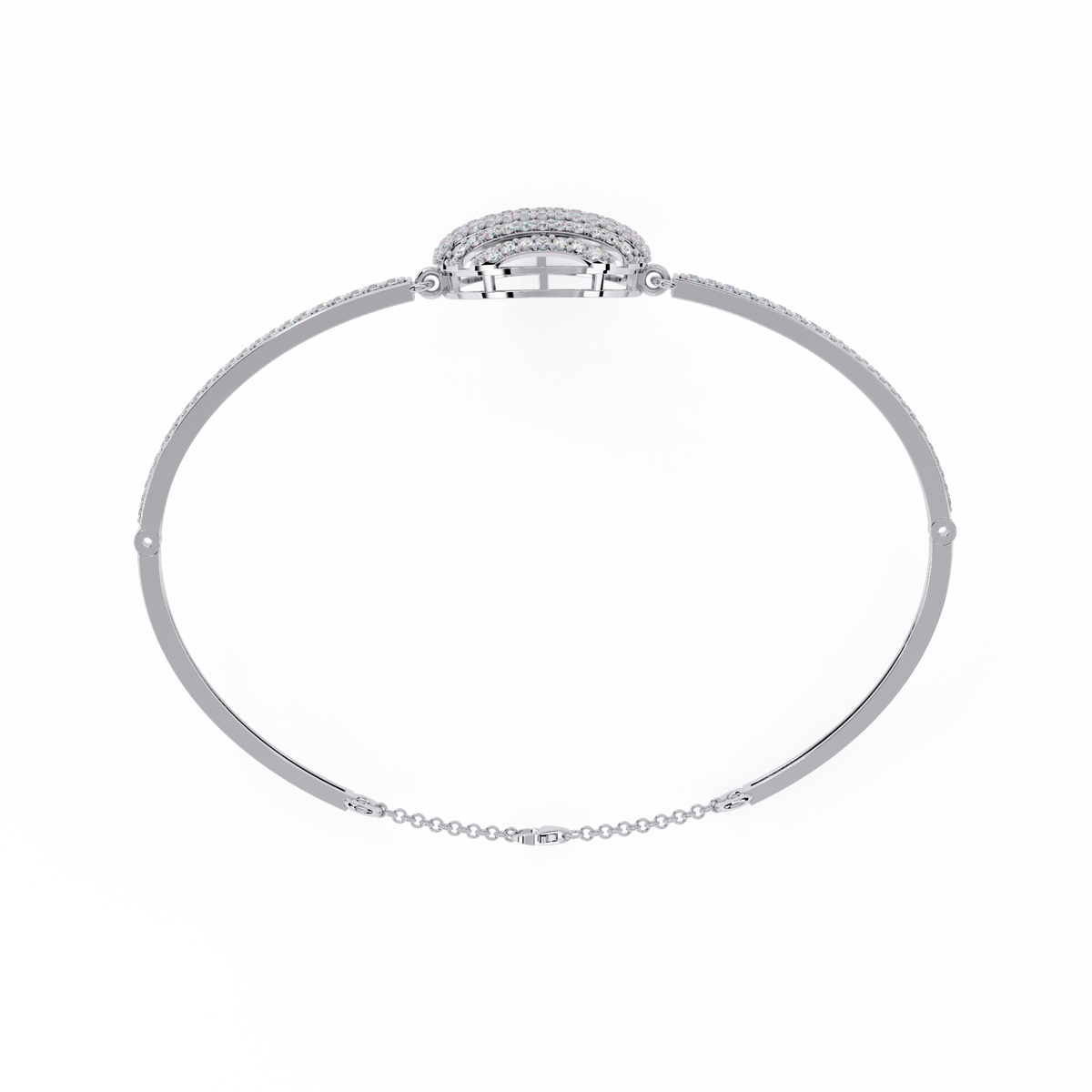 0.7 CTW Diamond Oval Multi-Row Bangle in White Gold, view 10