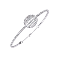 0.7 CTW Diamond Oval Multi-Row Bangle in White Gold, view 12