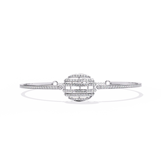 0.7 CTW Diamond Oval Multi-Row Bangle in White Gold, view 4