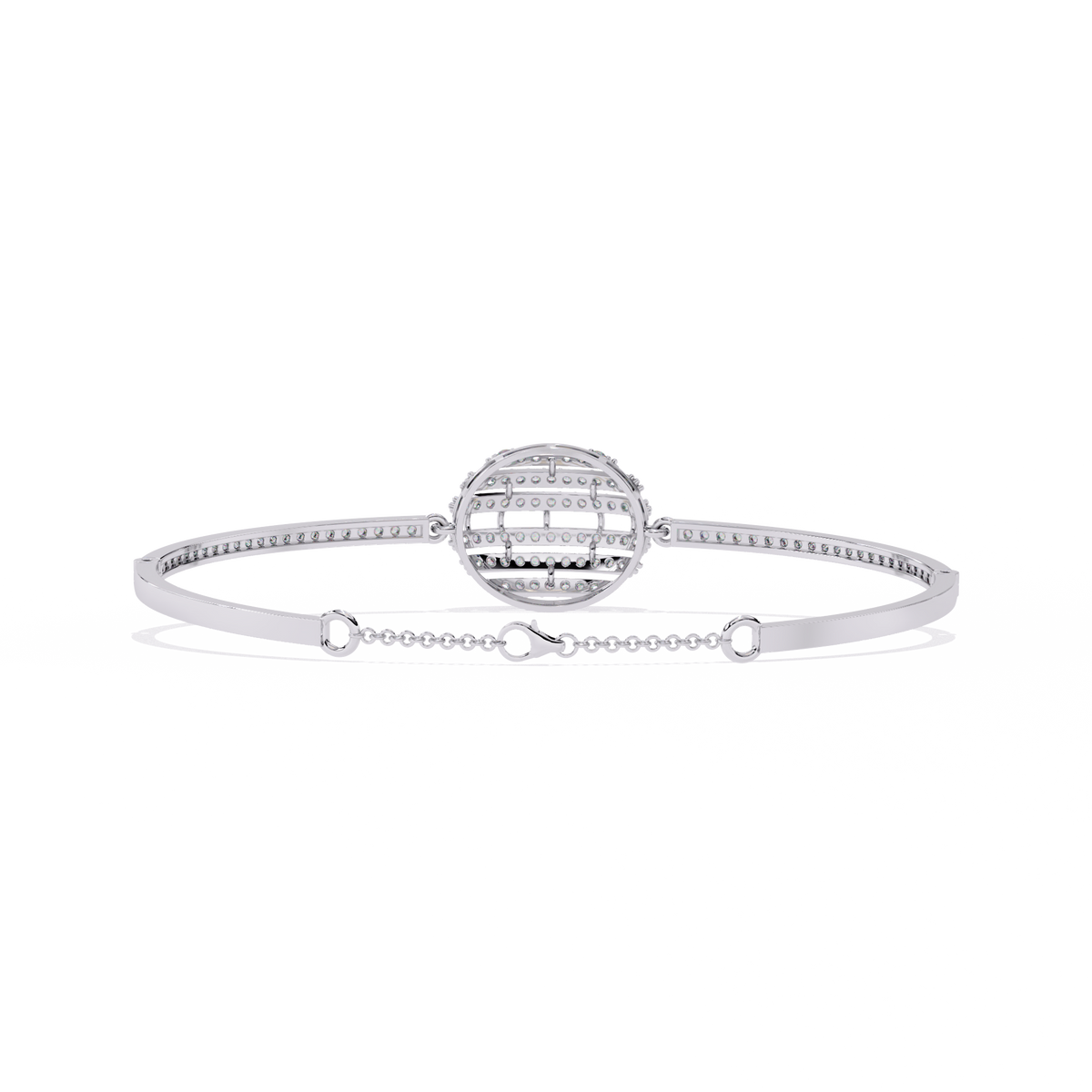 0.7 CTW Diamond Oval Multi-Row Bangle in White Gold, view 5