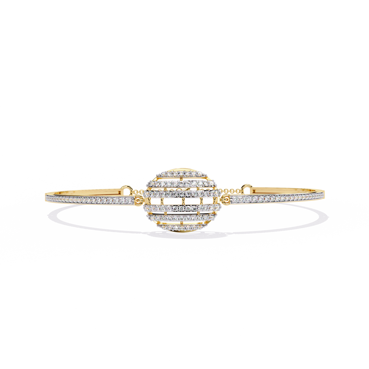 0.7 CTW Diamond Oval Multi-Row Bangle in Yellow Gold, view 2