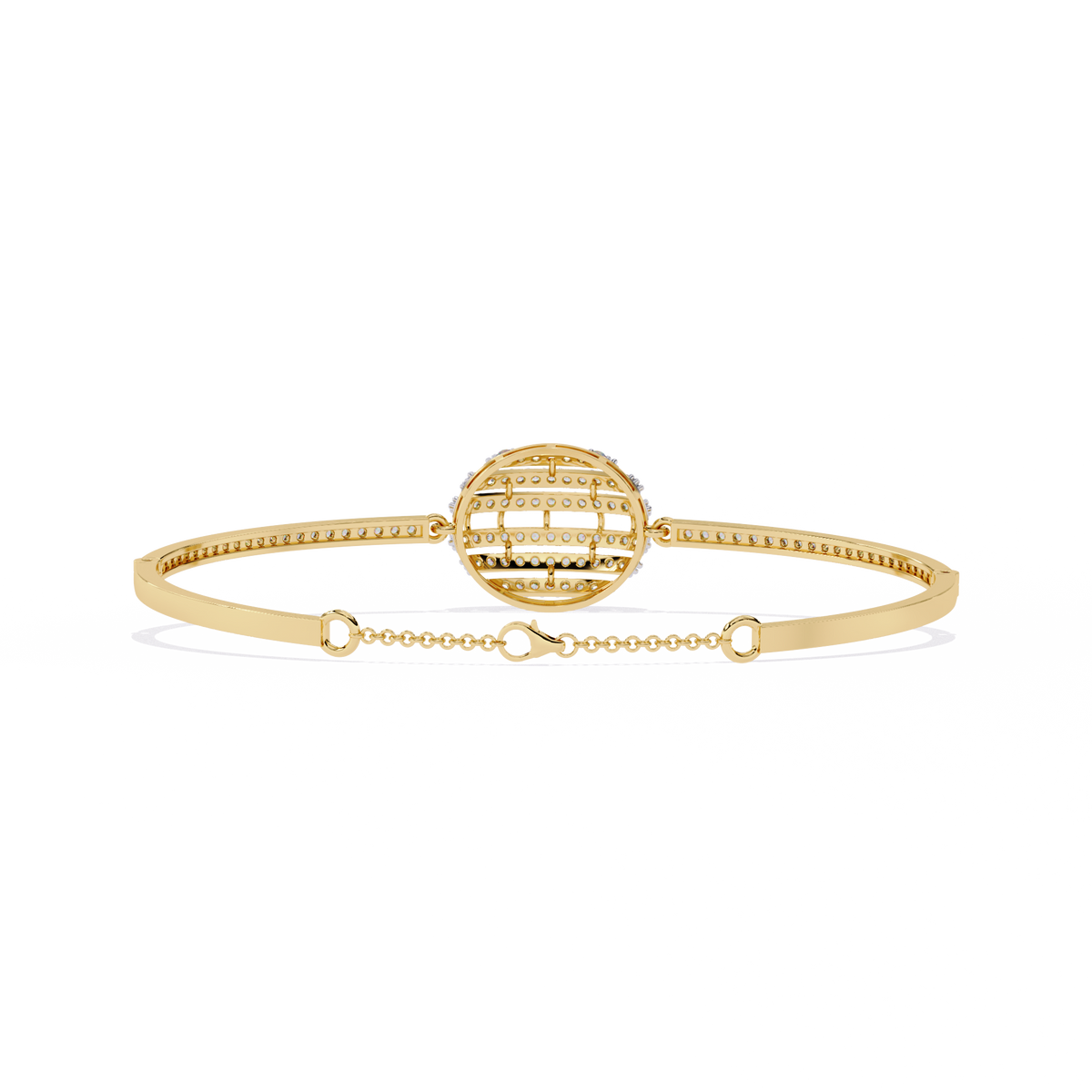 0.7 CTW Diamond Oval Multi-Row Bangle in Yellow Gold, view 7