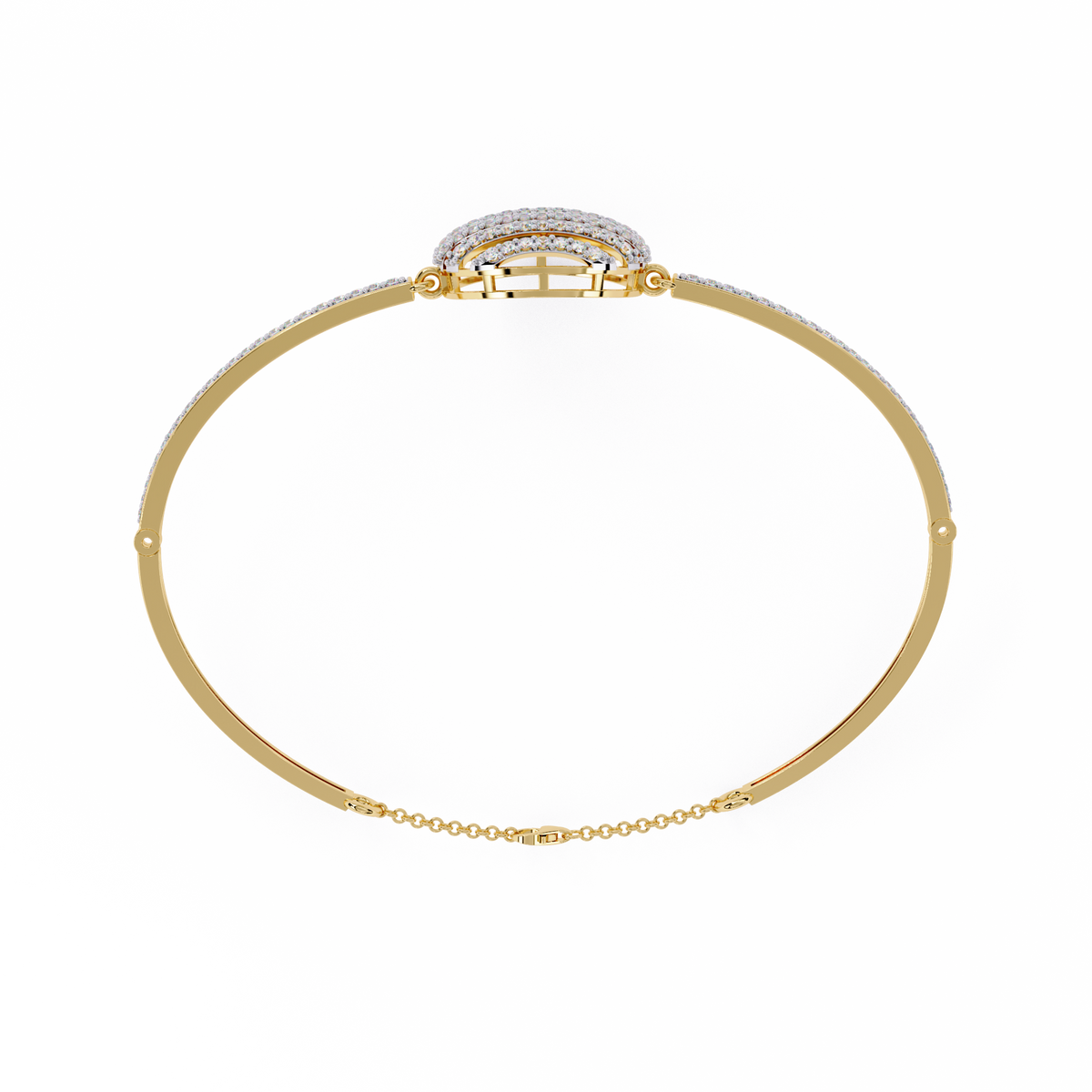 0.7 CTW Diamond Oval Multi-Row Bangle in Yellow Gold, view 8