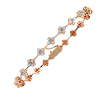 Four-petal floral-link diamond bracelet in Rose Gold – view 17