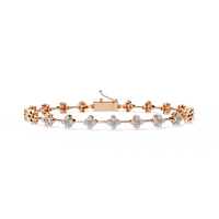 Four-petal floral-link diamond bracelet in Rose Gold – view 2