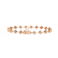 Four-petal floral-link diamond bracelet in Rose Gold – view 6