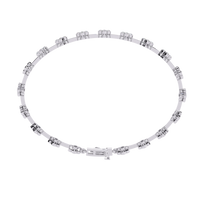 Four-petal floral-link diamond bracelet in White Gold – view 15