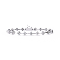 Four-petal floral-link diamond bracelet in White Gold – view 3