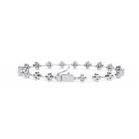 Four-petal floral-link diamond bracelet in White Gold – view 4