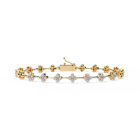 Four-petal floral-link diamond bracelet in Yellow Gold – view 1