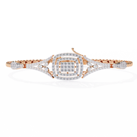 1.1 CTW diamond geometric center link bracelet in Rose Gold view 11 - Lunea Paris