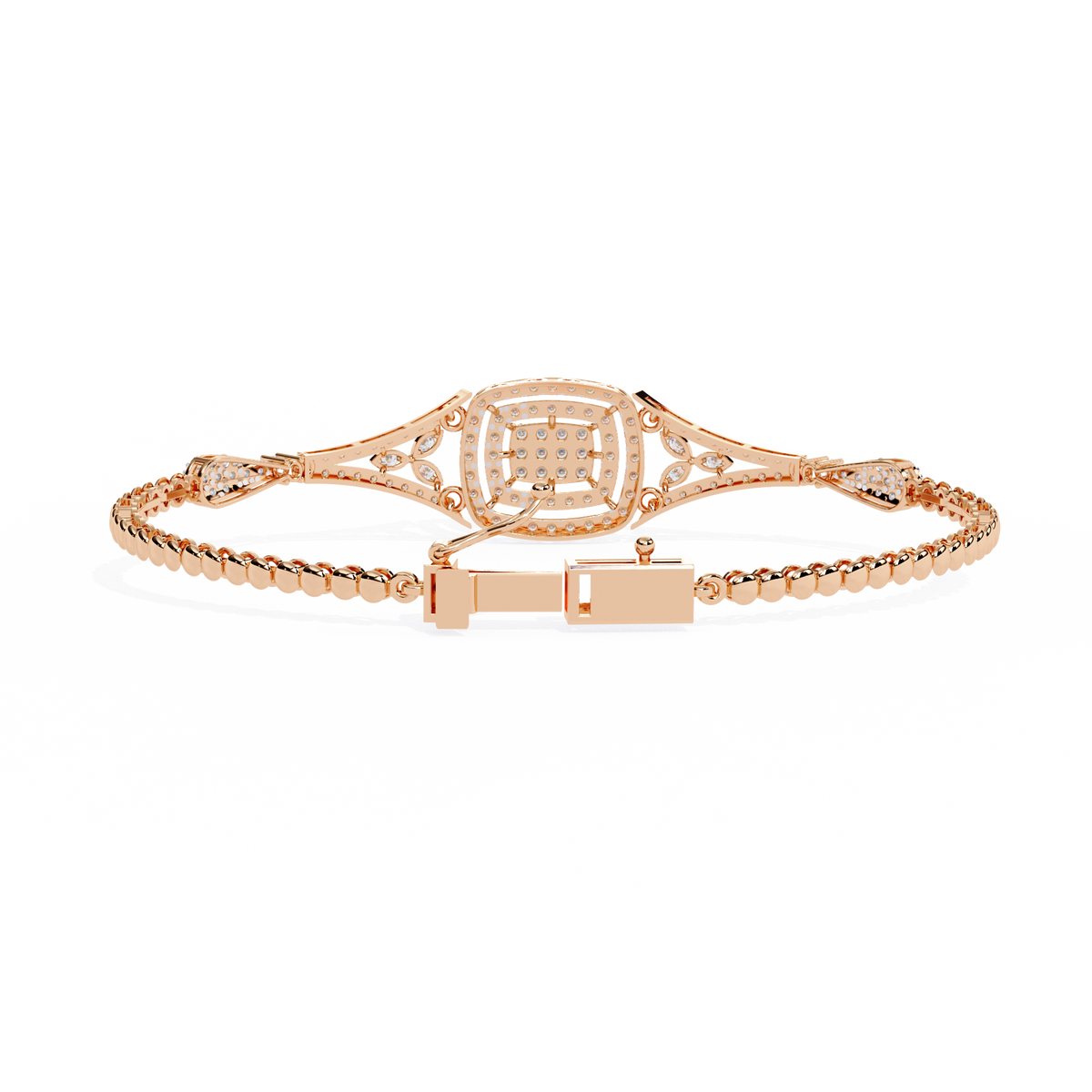 1.1 CTW diamond geometric center link bracelet in Rose Gold view 14 - Lunea Paris