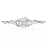 1.1 CTW diamond geometric center link bracelet in White Gold view 10 - Lunea Paris